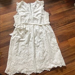 Motherhood Maternity White Sleeveless V-Neck Sundress